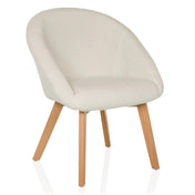 Upholstered chair SCANDI TED with white cover and four light wood legs by hjh LIVING