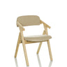 Beige folding chair SCANDIO with light wood frame and padded seat by hjh OFFICE