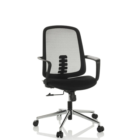 Black Home Office Chair SEDIOLO B with mesh backrest and glossy base by hjh OFFICE