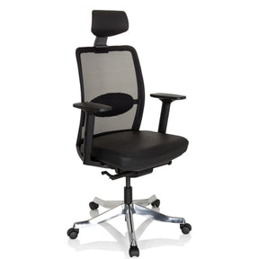 Luxury Executive Chair SENATOR PRO in black with mesh backrest and headrest by hjh OFFICE