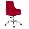 Home Office Chair SHAKE 100 with red fabric upholstery and polished metal star base by hjh OFFICE
