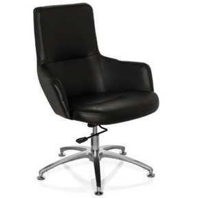 Black Lounge Chair SHAKE 300 with faux leather upholstery and glossy star base by hjh OFFICE