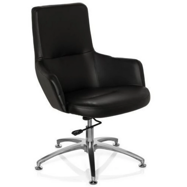 Black Lounge Chair SHAKE 300 with faux leather upholstery and glossy star base by hjh OFFICE