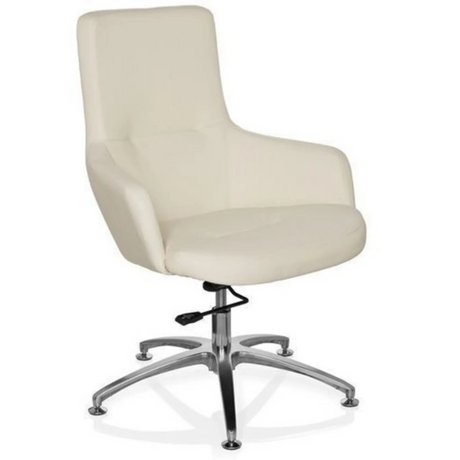 Cream white Lounge Chair SHAKE 300 with glossy metal star base and castors by hjh OFFICE