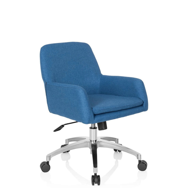 Home Office Chair SHAKE 400 with blue fabric cover and silver-coloured base by hjh OFFICE