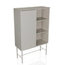 Grey Shelf SIO with a sliding door and two open storage compartments on metal legs by hjh LIVING