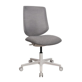 Home Office Chair Sitflex Lady with grey fabric cover and white five-star base on castors by hjh OFFICE