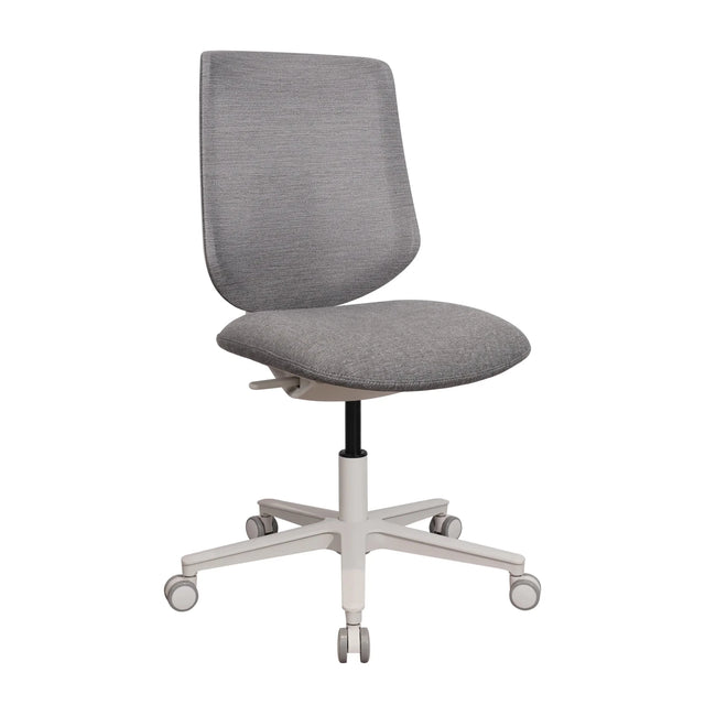 Home Office Chair Sitflex Lady with grey fabric cover and white five-star base on castors by hjh OFFICE