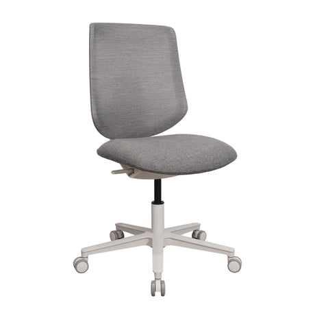 Home Office Chair Sitflex Lady with grey fabric cover and white five-star base on castors by hjh OFFICE