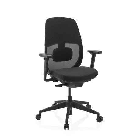 Black Professional Office Chair Skandis with mesh backrest, armrests and castors by hjh OFFICE