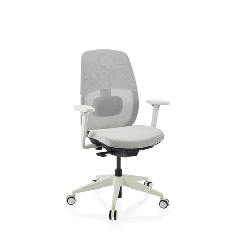 Professional Office Chair Skandis in white-grey with mesh backrest and castor base by hjh OFFICE