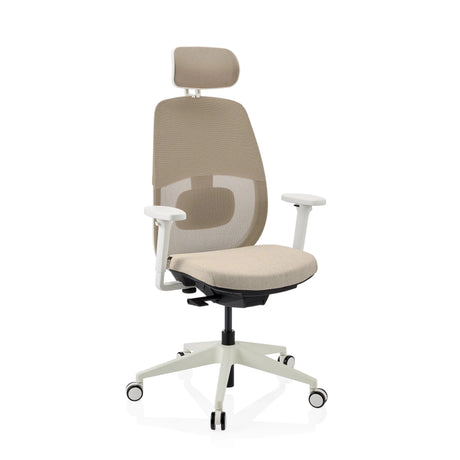 Professional Office Chair Skandis Pro in beige with white frame and headrest by hjh OFFICE