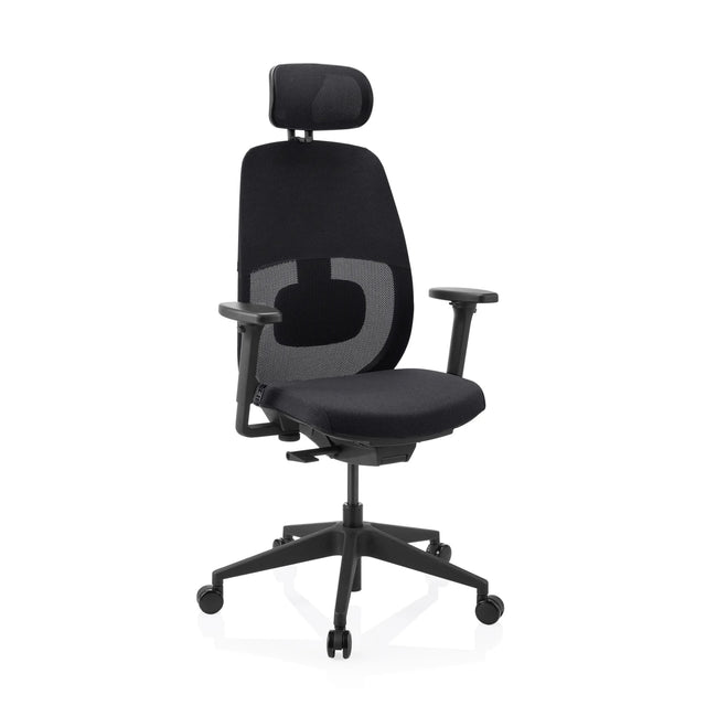 Professional Office Chair Skandis Pro in black with headrest and mesh back by hjh OFFICE