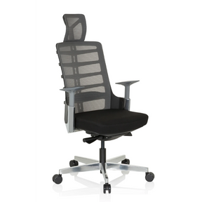 High End Office Chair SKARIF in black and grey with mesh backrest and headrest by hjh OFFICE