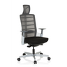 High End Office Chair SKARIF in white, grey and black with mesh backrest and headrest by hjh OFFICE