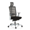High End Office Chair SKARIF in white, grey and black with mesh backrest and headrest by hjh OFFICE