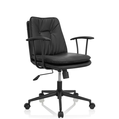 Black Home Office Chair SMALLO with faux leather upholstery and armrests by hjh OFFICE