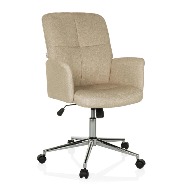 Home Office Chair SOLAO 400 with beige fabric cover and glossy star base on castors by hjh OFFICE