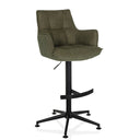 Green Bar stool SOLAO LIFE HIGH with padded upholstery, armrests and black footrest by hjh LIVING