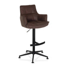 Brown Bar stool SOLAO LIFE HIGH with padded shell and black star base by hjh LIVING