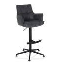 Anthracite bar stool SOLAO LIFE HIGH with upholstery, armrests and black base by hjh LIVING