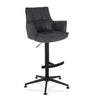 Anthracite bar stool SOLAO LIFE HIGH with upholstery, armrests and black base by hjh LIVING