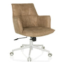 Beige Home Office Chair SOLAO LIFE W with quilted faux leather cover and white base by hjh LIVING