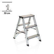 Aluminium Folding Ladder SOLID with three steps and a height of 59 cm by hjh OFFICE