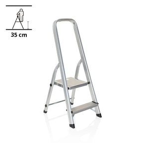 Aluminium Folding Ladder SOLID I with two steps and integrated handle by hjh OFFICE