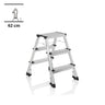 Aluminium Folding Ladder SOLID IV with three steps and black feet by hjh OFFICE