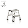 Two-step Folding Ladder SOLID VI made of silver aluminium with black rubber feet by hjh OFFICE
