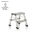 Two-step Folding Ladder SOLID VI made of silver aluminium with black rubber feet by hjh OFFICE