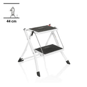 White Folding Ladder SOLID W1 with two black steps and a height of 44 cm by hjh OFFICE