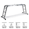 Aluminium Folding Ladder SOLID W3 with twelve steps in various positions by hjh OFFICE