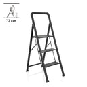 Black Folding Ladder SOLID W6 with three steps and a handle by hjh OFFICE
