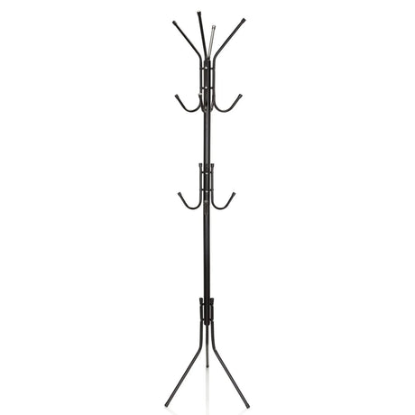 Black Coat Stand SPACE IV with two levels of hooks and a tripod base by hjh OFFICE