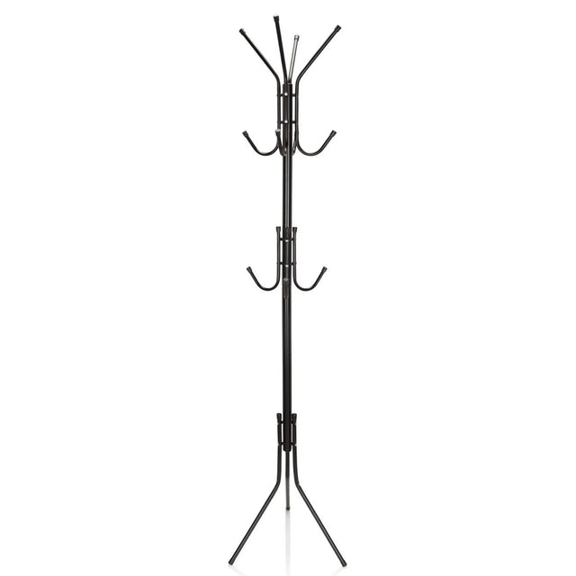 Black Coat Stand SPACE IV with two levels of hooks and a tripod base by hjh OFFICE