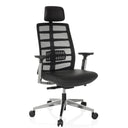 High End Office Chair SPINIO ELITE L with black mesh cover and leather seat by hjh OFFICE