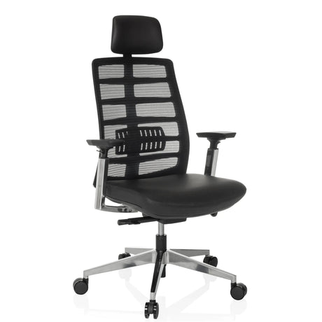 High End Office Chair SPINIO ELITE L with black mesh cover and leather seat by hjh OFFICE
