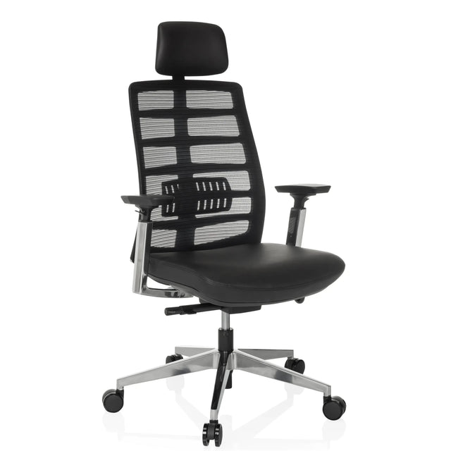 High End Office Chair SPINIO ELITE L with black mesh cover and leather seat by hjh OFFICE