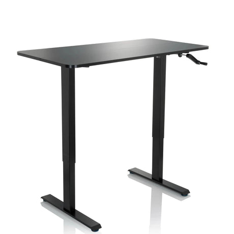 Black standing desk STAND CR with crank mechanism and T-foot frame by hjh OFFICE