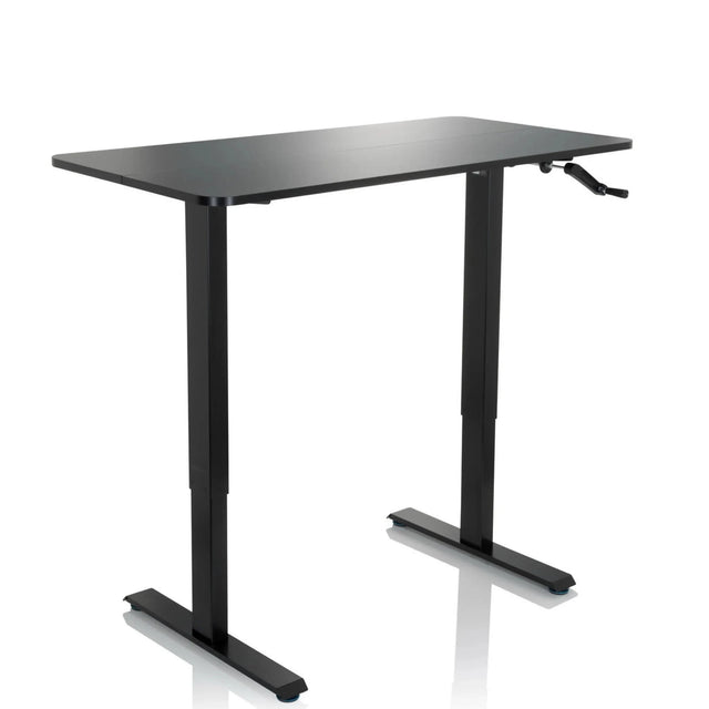 Black standing desk STAND CR with crank mechanism and T-foot frame by hjh OFFICE