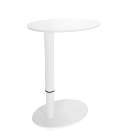 White Standing desk STAND III with oval tabletop and round base by hjh OFFICE