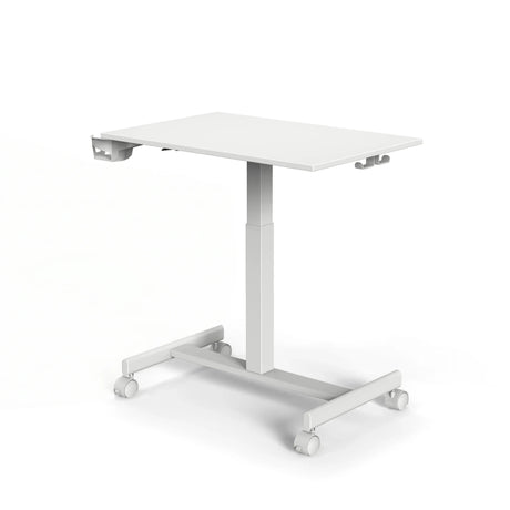 White Standing desk Stand K with a square top and four castors by hjh OFFICE