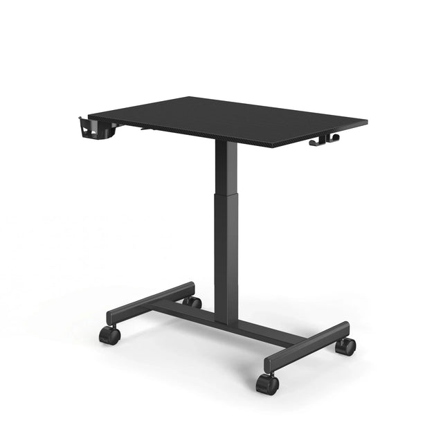 Black Standing desk Stand K with a rectangular top and four castors by hjh OFFICE