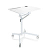 White standing desk STAND VM-SU I with height-adjustable frame and castors by hjh OFFICE