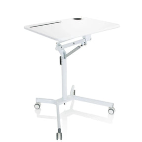 White standing desk STAND VM-SU I with height-adjustable frame and castors by hjh OFFICE