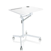 White standing desk STAND VM-SU I with height-adjustable frame and castors by hjh OFFICE