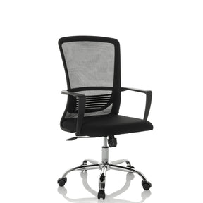 Home Office Chair STAR-TEC S in black with mesh backrest and glossy base by hjh OFFICE