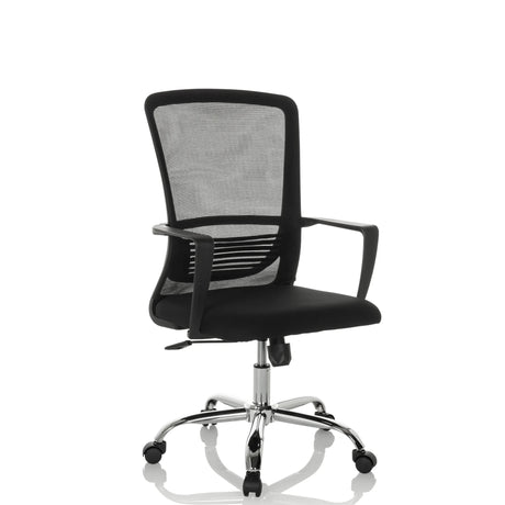 Home Office Chair STAR-TEC S in black with mesh backrest and glossy base by hjh OFFICE